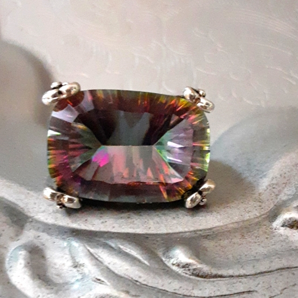 Mystical FireyTopaz Large StoneFashion Ring #Chunky#Fun#Faux #Fashion#Sz 7.5